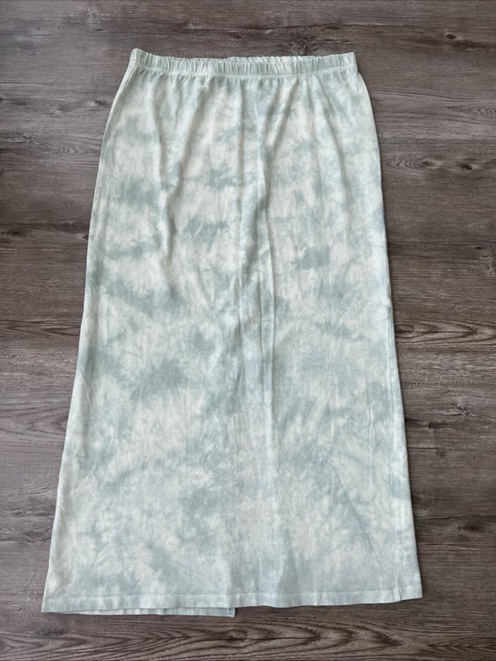 Zara Lightweight Maxi Skirt Womens Large Green Tie Dye Back Slit New